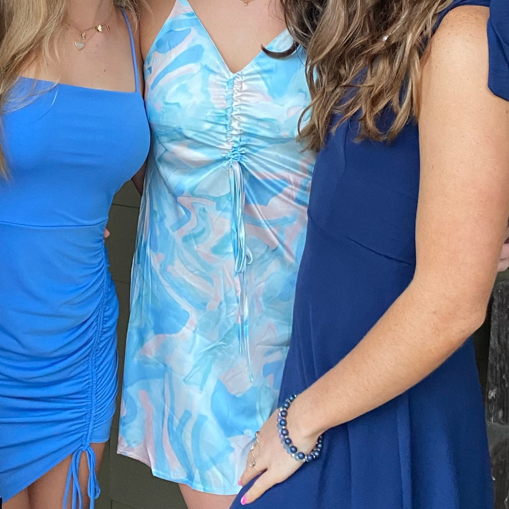 Cider Light Blue and Cream Dress